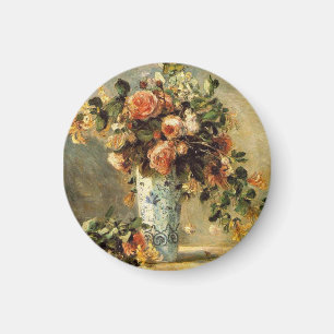 Renoir-Rose und Jasmine in einer Delft-Vase Magnet