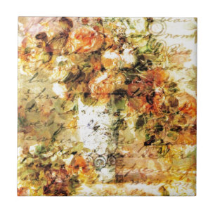 Renoir-Rose und Vintage, handgeschriebene Wörterbü Fliese
