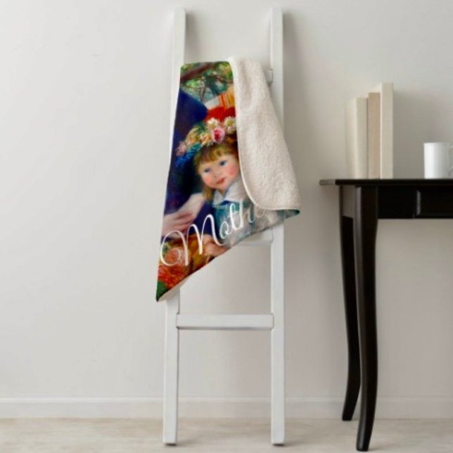 Renoir’s Mother and Child  Sherpadecke (A warm throw blanket with an elegant floral design. )
