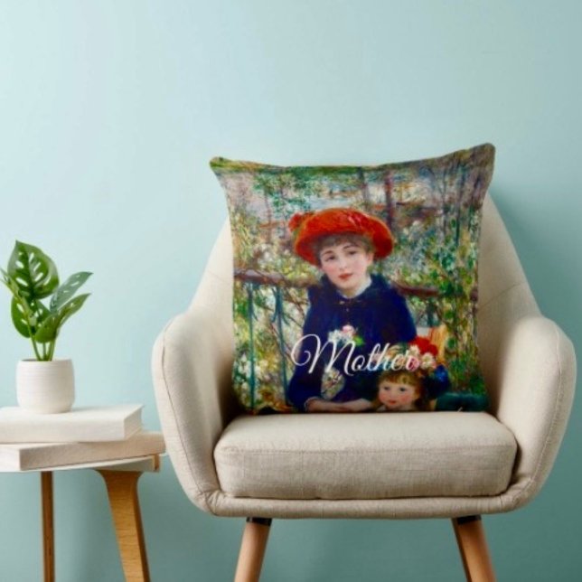 Renoir’s Mutter und Kind Kissen   (Throw Pillow 100% polyester heavyweight stretch material. Hidden zipper Made in the USA.
)