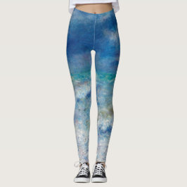 Renoir Seascape. Blue nautical impressionism Sea Leggings