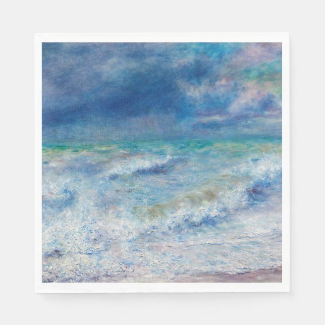 Renoir Seascape. Blue nauwaves impressionism Serviette (Vorderseite)