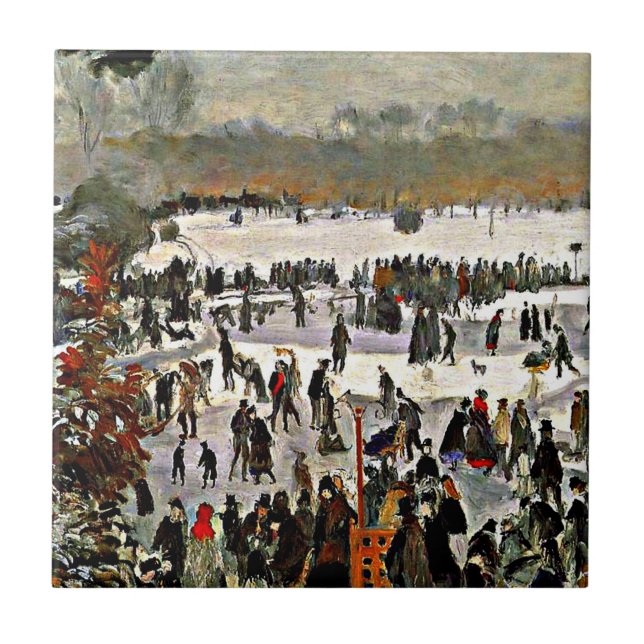 Renoir - Skater im Bois de Boulogne-1868 Fliese (Vorderseite)