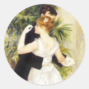 Renoir Tanz in den Stadt-Aufklebern Runder Aufkleber