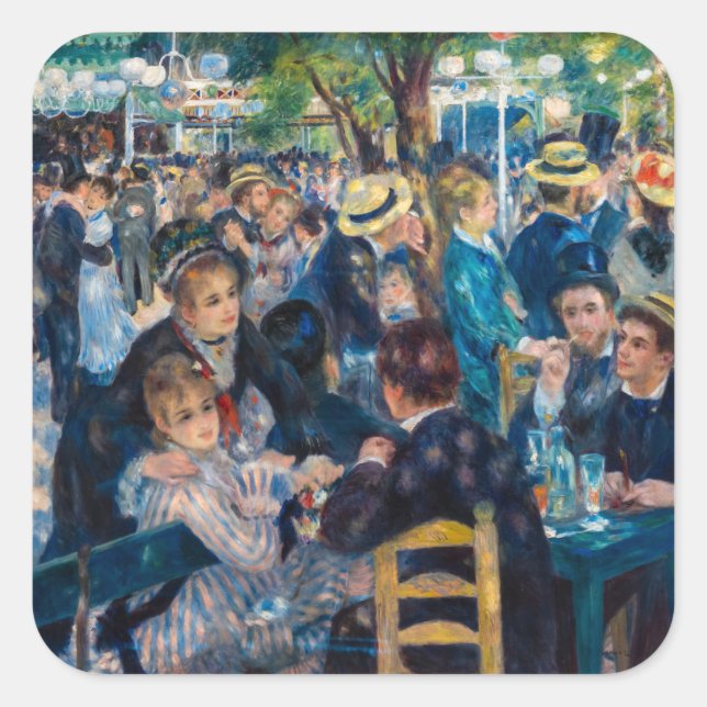 Renoir - Tanz in Le Moulin de la Galette Quadratischer Aufkleber (Vorderseite)
