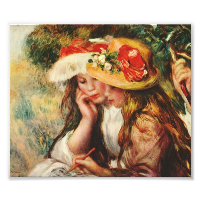 Renoir Two Girls Reading in der Garden Print Fotodruck (Vorne)