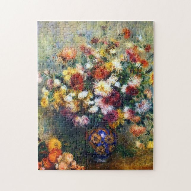 Renoir Vase of Chrysanthemums Kunst Puzzle (Vertikal)