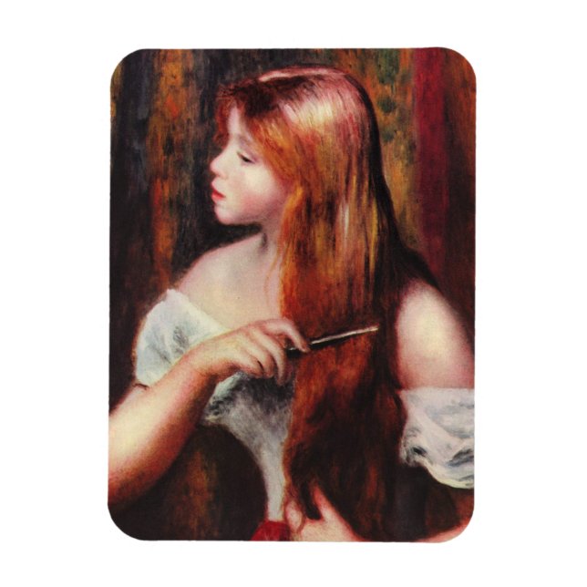 Renoir Young Girl Coming your Hair Magnet (Vertikal)