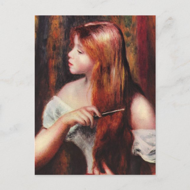Renoir Young Girl Coming your Hair Postcard Postkarte (Vorderseite)