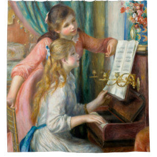 Renoir Zwei Mädchen am Klavier Druck Musik Fine Ar Duschvorhang