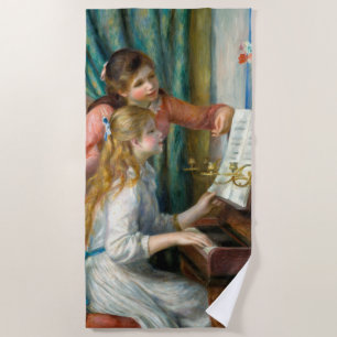 Renoir Zwei Mädchen am Klavier Druck Musik Fine Ar Strandtuch
