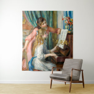 Renoir Zwei Mädchen am Klavier Druck Musik Fine Ar Wandteppich