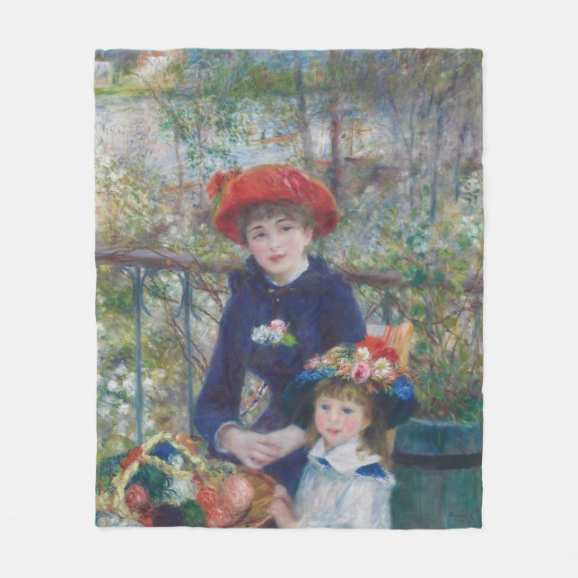 Renoir Zwei Schwestern Terrasse Französischer Impr Fleecedecke (Vorderseite)