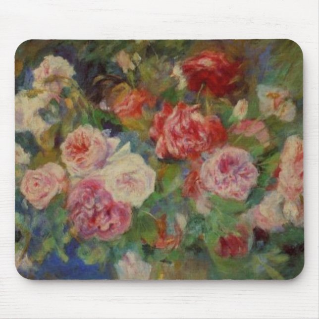 Renoir'a ein Vase Rosen-noch Leben Mousepad (Vorne)