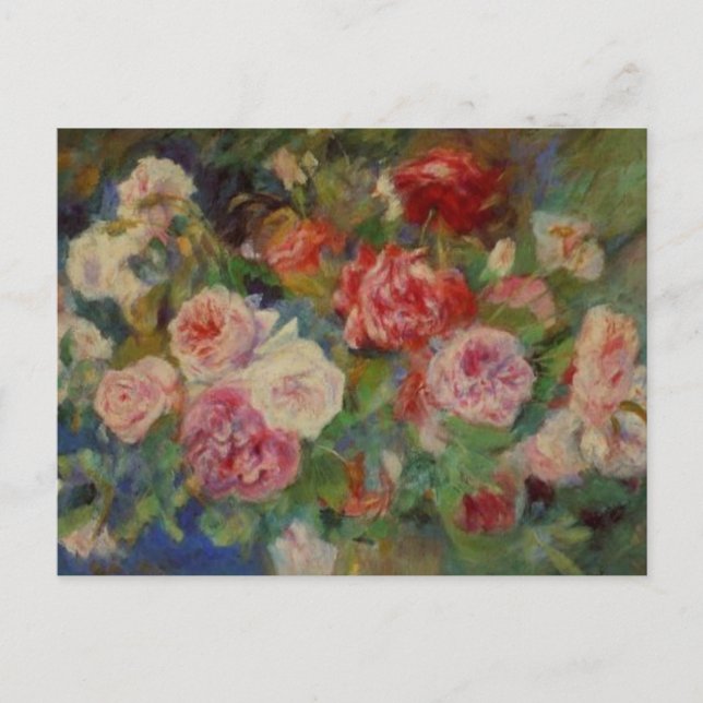 Renoir'a ein Vase Rosen-noch Leben Postkarte (Vorderseite)