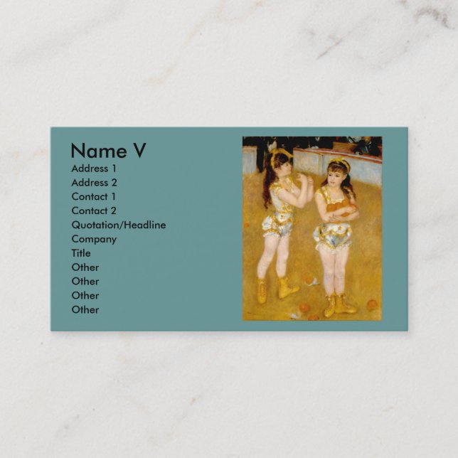 Renoir's Acrobats beim Cirque Fernando (1879) Visitenkarte (Vorderseite)