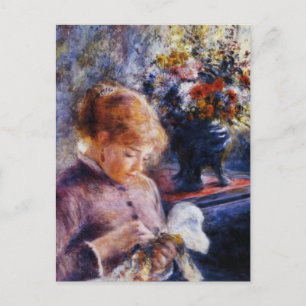 Renoirs junge Frau nähen Postkarte