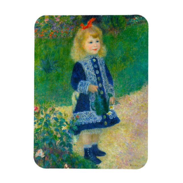 Renoirs kleines Mädchen in Blau mit Wasserabfluss Magnet (Vertikal)