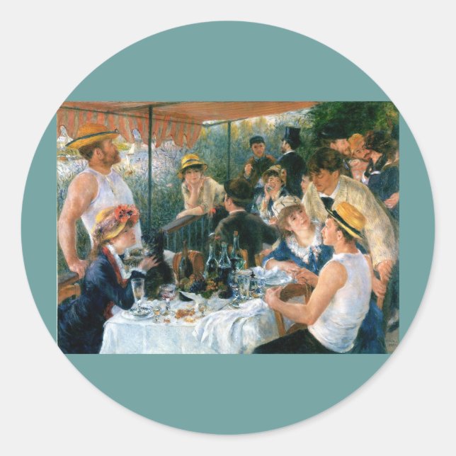 Renoir's Luncheon of the Boating Party (1881) Runder Aufkleber (Vorderseite)