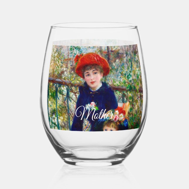 Renoirs Mutter und Kind  Weinglas Ohne Stiel (Vorderseite)