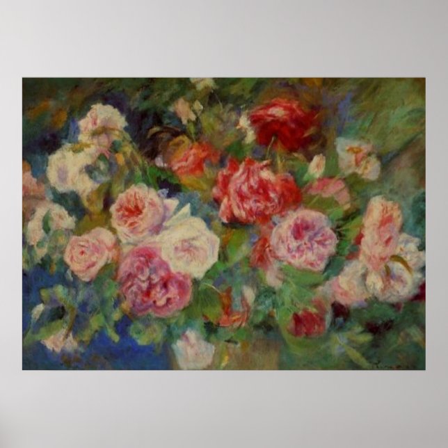 Renoirs Rose in einem Vase Stillleben Poster (Vorne)