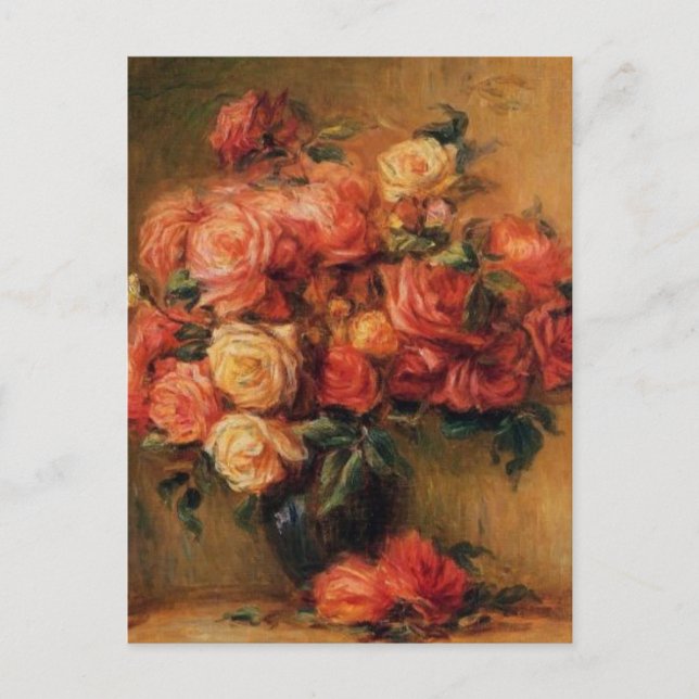 Renoirs Rose in einem Vase Stillleben Postkarte (Vorderseite)
