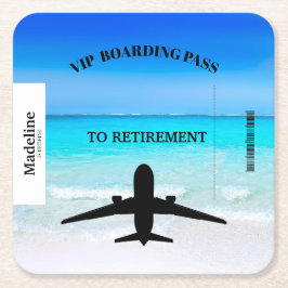 Rente Beach Boarding Pass Zielort Rechteckiger Pappuntersetzer