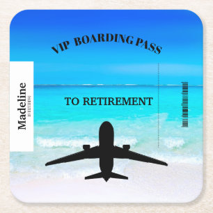 Rente Beach Boarding Pass Zielort   Rechteckiger Pappuntersetzer