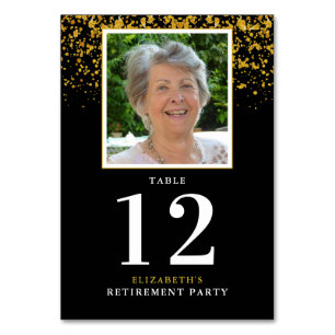 Rente Celebration Party Gold Glitzer Foto Tischnummer