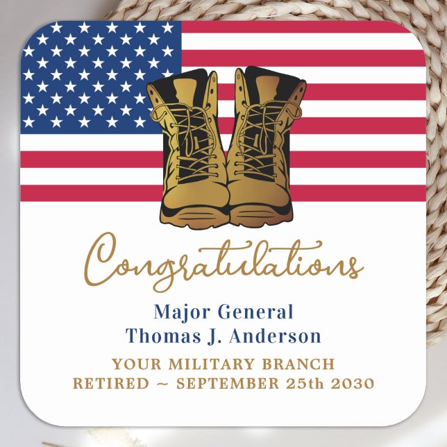 Rente der Militärarmee USA - amerikanisches Flag-P Quadratischer Aufkleber (Von Creator hochgeladen)