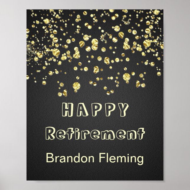 Rente Gold Confetti auf Black Poster (Vorne)