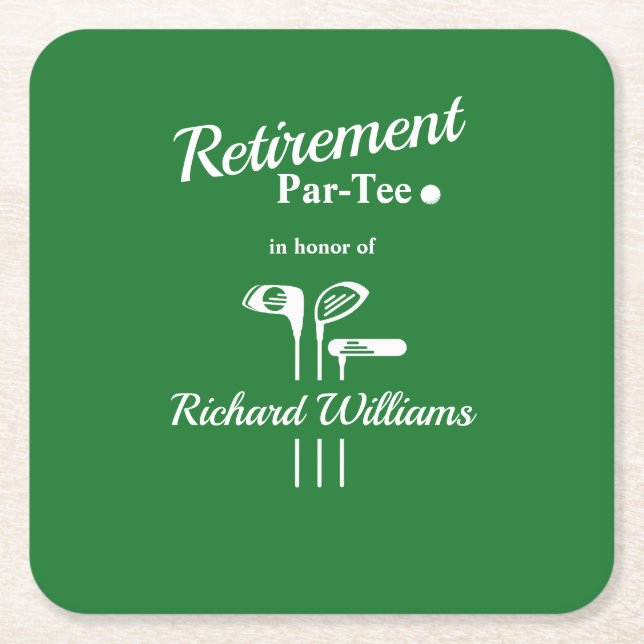 Rente Golf Clubs Themed Par T-Shirt Grün Weiß Rechteckiger Pappuntersetzer (Vorderseite)