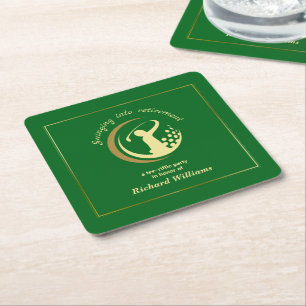 Rente Golf Party Classic Green Golden Player Rechteckiger Pappuntersetzer