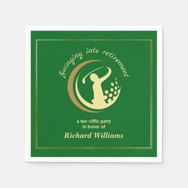 Rente Golf Party Classic Green Golden Player Serviette (Vorderseite)