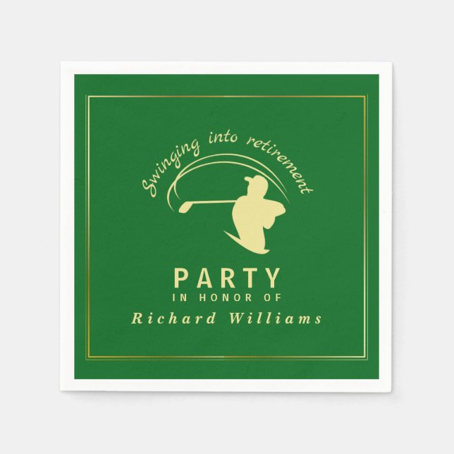 Rente Golf Party Classic Green Golden Player Serviette (Vorderseite)