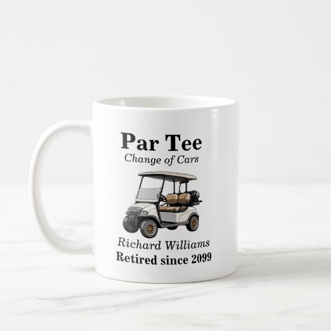 Rente Grau Golf Cart Par T-Shirt Themed Kaffeetasse (Links)