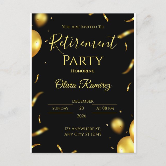 Rente in Schwarz und Gold Postkarte (Vorderseite)