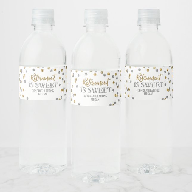 Rente ist Sweet Gold Silver Confetti Wasserflaschenetikett (Flaschen)