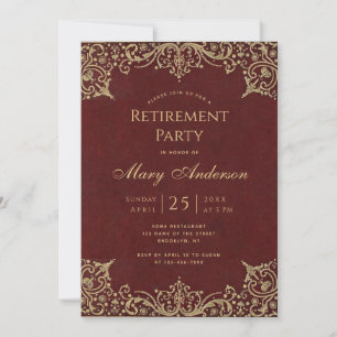 Rente Party Burgundy Gold Vintages Elegantes Einladung