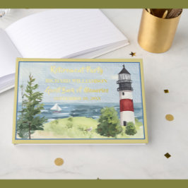 Rente Party Coastal Lighthouse Gold Foil Gästebuch