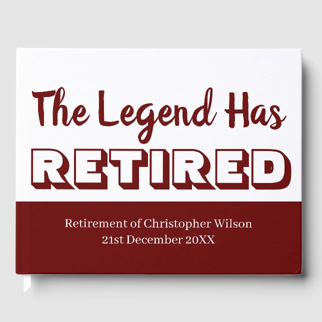 Rente Party dunkel rot die Legende ermüdet Gästebuch (Vorderseite)