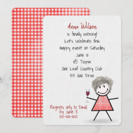 Rente Party Girl mit Wein Einladung