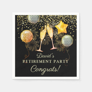 Rente Party Gold Black Confetti Champagne Serviette