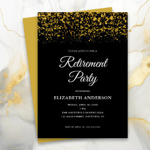 Rente Party Gold Glitzer Confetti Black Einladung