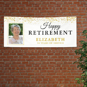 Rente Party Gold Glitzer Weißes Foto Banner