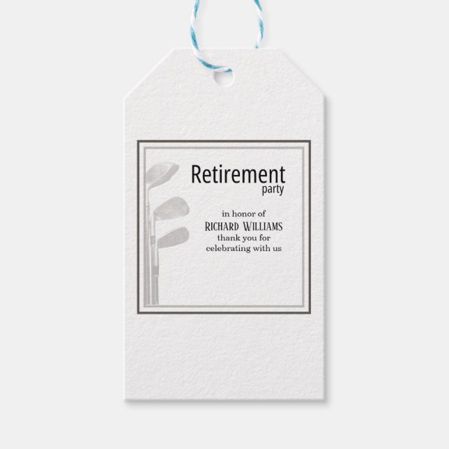 Rente Party Golf Modernes Unternehmen Schwarz-weiß Geschenkanhänger (Vorderseite)