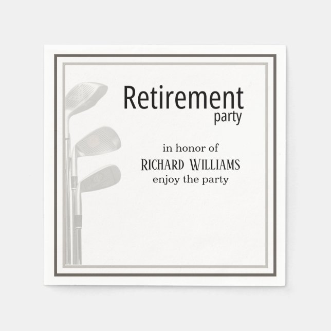 Rente Party Golf Modernes Unternehmen Schwarz-weiß Serviette (Vorderseite)