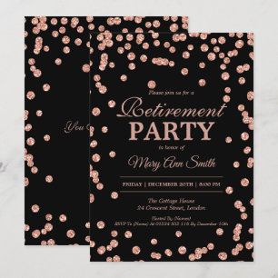 Rente Party Rose Gold Glitzer Confetti Einladung