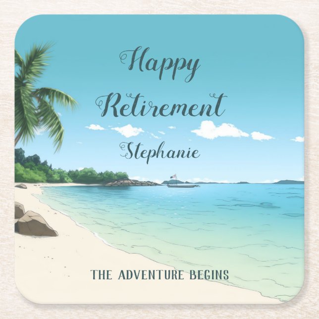 Rente Party Tropical Beach Palm Bäume Rechteckiger Pappuntersetzer (Vorderseite)