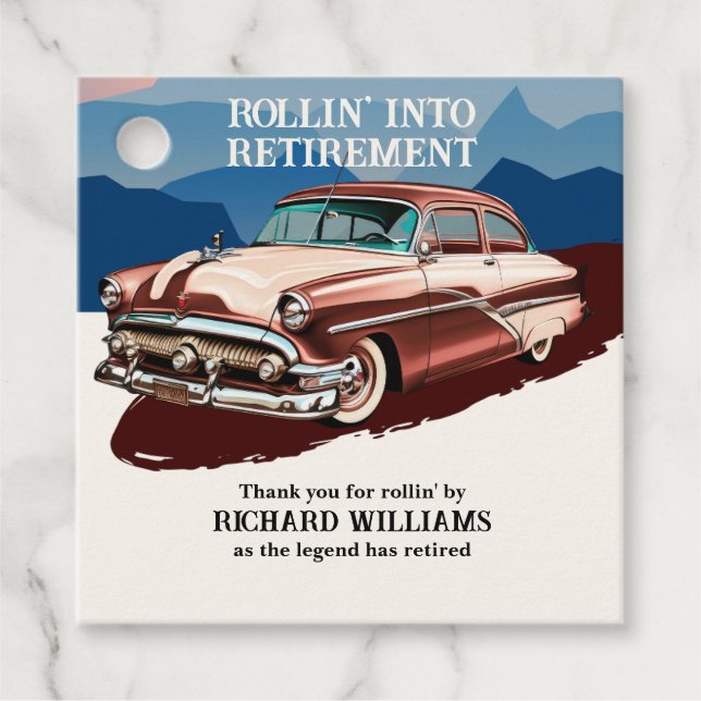 Rente Retro Classic Car Theme Geschenkanhänger (Vorderseite)